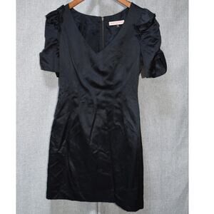 Rebecca Taylor Black Puff Sleeve V-Neck Dress 2